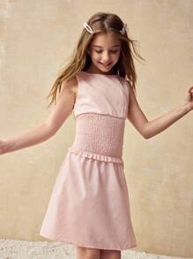 Ontre Tween Girls' Casual Striped Fabric A-Line Skirt - Baby Pink - View 1