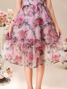 Tween Girl Chiffon Ditsy Floral Cami Dress - Multicolor - View 3