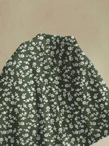 SHEIN Frenchy 女士休闲假日高开叉伞裙，适合夏季，碎花，法式优雅 - 彩色 - 查看 7