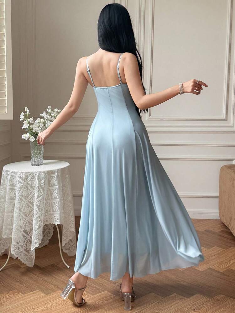 Women's Elegant Rhinestone Embellished Solid Color Dress, Summer,Formal Women Dresses Maxi Dress