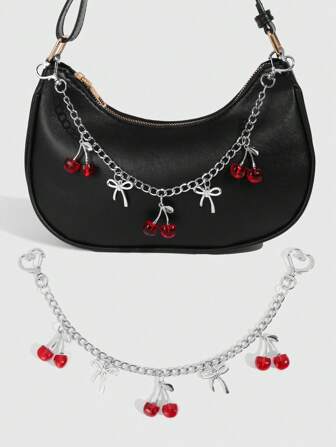 Kawaii 1pc Cute Fruit Red Cherry Shape Bag Chain, Suitable For Small Square Bag Pendant Decoration