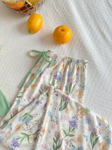 CottageSlumber 3件套浪漫吊带背心和碎花裤短裤睡衣套装