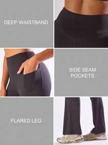 Musera Sport Leggings da yoga in vita alta con tasche laterali, comodi ed attivi, adatti per allenamento, palestra, corsa, club, paddle, tennis, pickleball