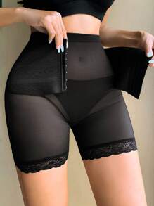 DAZY Entrenador de cintura con cierre frontal y ajuste semitransparente para mujeres - Negro - Ver 4
