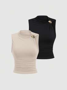 Sweetra Blusa ajustada con volantes, apropiada para el verano