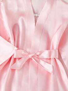 Young Girls Floral & Letter Print Robe Sleepwear Fall Winter - Pink - View 5