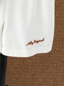 2 Pieces Set For Tween Boys - Older Boys' Fashion Classic Solid Color Textured Fabric Shirt Set With Slanted Pockets And Belt Pants, Casual Daily Wear, Commute, Simple Button-Down Shirt And Loose Shorts, 2 Pieces Set - White - View 7