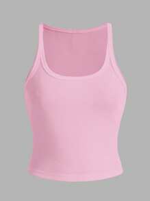 Slaydiva 2pcs Set Casual Minimalist Pink & White Ribbed Tank Top, Suitable For Summer Vacation - Multicolor - View 4