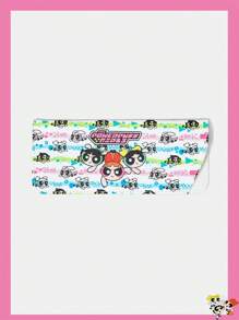 THE POWERPUFF GIRLS X SHEIN Étui à lunettes mignon avec motif Fleur, Bulles, Buttercup et lignes arc-en-ciel