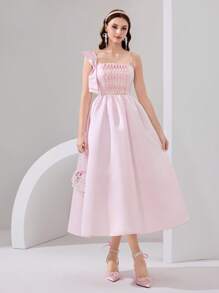 Poshira Robe de soirée élégante et formelle pour femmes (ornée) - Rose bonbon - Voir 2