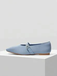 MOTF PREMIUM ZAPATOS PLANOS CON PUNTERA CUADRADA Y HEBILLA - Azul - Ver 3