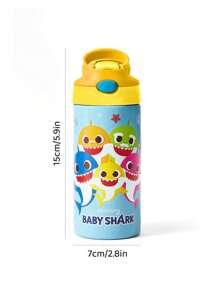 BABY SHARK X SHEIN 16盎司/500毫升不锈钢防漏带盖和弹出式吸管 - 彩色 - 查看 6