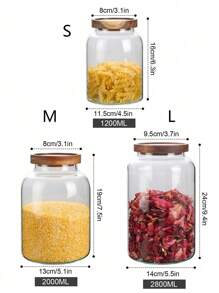 1PC Glass Food Storage Container With Seal Lid, Suitable For Flour, Grains, Coffee, Pasta, Etc.  Kitchen Tools, Kitchenware, Kitchen Accessories, Home Kitchen Products,Holiday Essentials - Clear - View 5