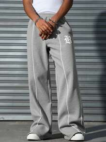 Manfinity EMRG Men's Letter Print Drawstring Waist Pocketed Casual Sweatpants