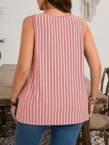 EMERY ROSE Plus Size Striped Top Cami Tunic Tops, Fashion Summer Wear Plus Size Striped Tank Top Plus Size Summer Tops Summer Tank Tops - Pink - View 2