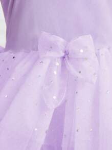 SHEIN Young Girls Lightweight Purple Sleeveless Ballet Dance Leotard With Lace Ruffle Sleeves, Girls Ballet Dance Bodysuit Fall Winter