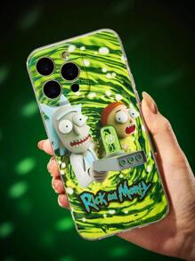 Rick and Morty X SHEIN Fun And Funny Printed Mobile Phone Case - Printed Protective Case Design, Compatible With IPhone, - Green - View 8