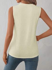 EMERY ROSE Top de punto sin mangas de cuello redondo casual para mujer, para primavera/verano