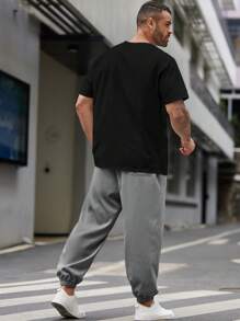 EASEVO Conjunto de 2 piezas de talla grande para hombre: camiseta de manga corta casual y pantalón de chándal de verano