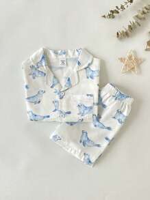 Infant/Toddler Boys' Cute Seal Print Open Front Collar Loungewear Set Boy Summer Clothes Baby Boys Sets - Multicolor - View 5
