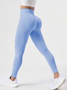 SHEIN Sports 1 pieza Leggings básicos de 7/8 marino con perforaciones que absorben la humedad, pantalones de yoga deportivos