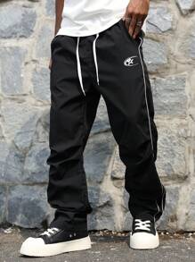 Manfinity Hypemode Men's Casual Star Print Drawstring Waist Pants - Black - View 4