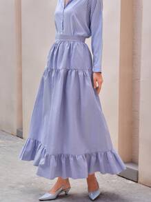 CLARA VERO 女式条纹分层休闲长裙