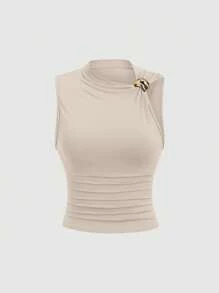 Sweetra Blusa ajustada con volantes, apropiada para el verano
