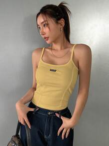 DAZY 女士奶油黄色裹身吊带背心 - 黃色 - 查看 5