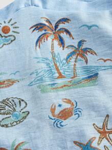 SHEIN MOD Women Loose Floral Ring Twist Blouse - Baby Blue - View 3