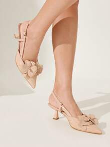 CUCCOO CHICEST 女士经典尖头高跟鞋，鸢尾花装饰，细高跟，浪漫优雅，仿皮和漆皮材质，适合约会和正式场合