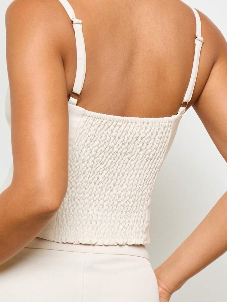 Elegant Corset Style Shirred Back Detail Tank Top