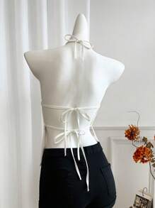 Sweetra 女士性感挂脖刺绣吊带背心 - 彩色 - 查看 2