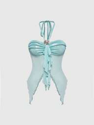 Fairycore Summer Seashell Decor Spaghetti Strap Asymmetrical Hem Women Camisole