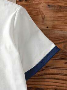 SHEIN EZwear 休闲简约蝴蝶结印花圆领短袖宽松女士T恤