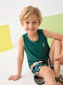 SHEIN 男童度假圆领上衣和短裤套装 - 彩色 - 查看 4