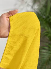 SHEIN PETITE CURVE 女式加大码无袖纯色休闲连体裤 - 黃色 - 查看 7