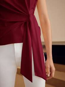 MOTF PREMIUM TWIST SHORT SLEEVE T-SHIRT - Burgundy - View 2