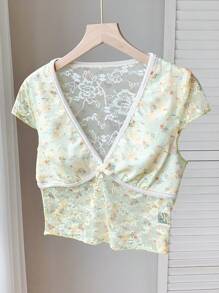 Muchica Women's Casual Deep V-Neck Summer Top - Apricot - View 6