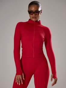 "Musera Sport" Seamless Sculpt BBL Jacket Active Workout Gym,Padel, Tennis, Pickleball Gym Fitness - Red - View 1