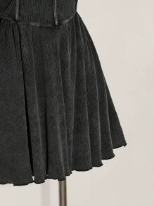 SHEIN ICON Plus Size Square Neck Bust Cup Divided Waist Knit Dress, Suitable For Everyday, Y2K, Back To School, Boho, Summer Dress