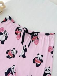Snug Zone Plus Size Panda Print Elastic Waist Loose Pajama Bottoms