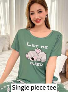 1件可爱考拉印花睡衣上衣 - 彩色 - 查看 6