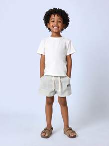 SUMWON Shorts Infantis Listradas de Seersucker para Verão, Respiráveis, Macias, Confortáveis, de Algodão, para Férias, Praia, Férias, Crianças, Elástico, Casual, Casual, Roupa para Brincar