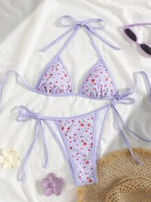 Swim Mod Bộ 2 món/Bộ đồ bơi bikini buộc cổ họa tiết hoa mùa hè cho nữ - Nhiều màu - Xem 3