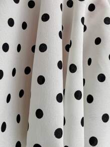 Elamini 黑白波尔卡圆点深 V 领露背紧身迷你连衣裙，荷叶边下摆，优雅浪漫波西米亚风性感休闲日常百搭夏季女装 - 白色 - 查看 6