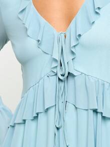 AiiRZ Ruffle Front Blouse Long Bell Sleeve Boho Peasant Top Occasion Casual Party Holiday Spring Summer