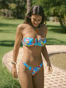Swim Vcay Bộ bikini Bandeau in họa tiết tăng cường năng lượng cho phụ nữ khi đi nghỉ ở bãi biển - Nhiều màu - Xem 6