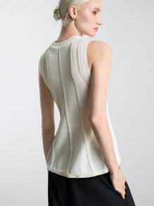 Ontre 女式无袖纯色针织休闲衬衫，适合海滩、度假、办公室、海滩派对、独立日、圣约翰节，2025 年夏季 - 白色 - 查看 5