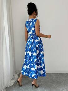 Rafferiza Women's Elegant Printed Mid-Length Dress